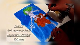 Mix of Animemanga Style with elements of Sketch Art and Expressive Acrilyk Painting