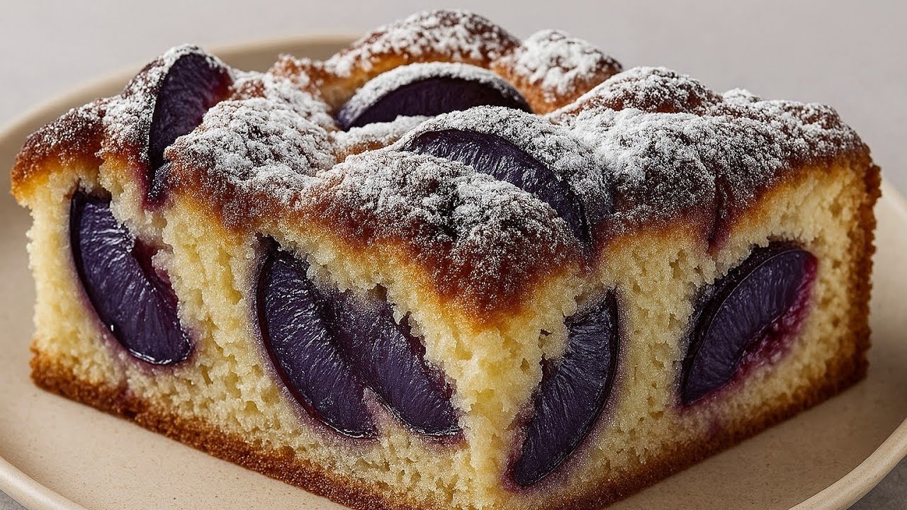 Невероятный сливовый пирог за 10 минут / Начинка просто тает во рту 🍰🟣