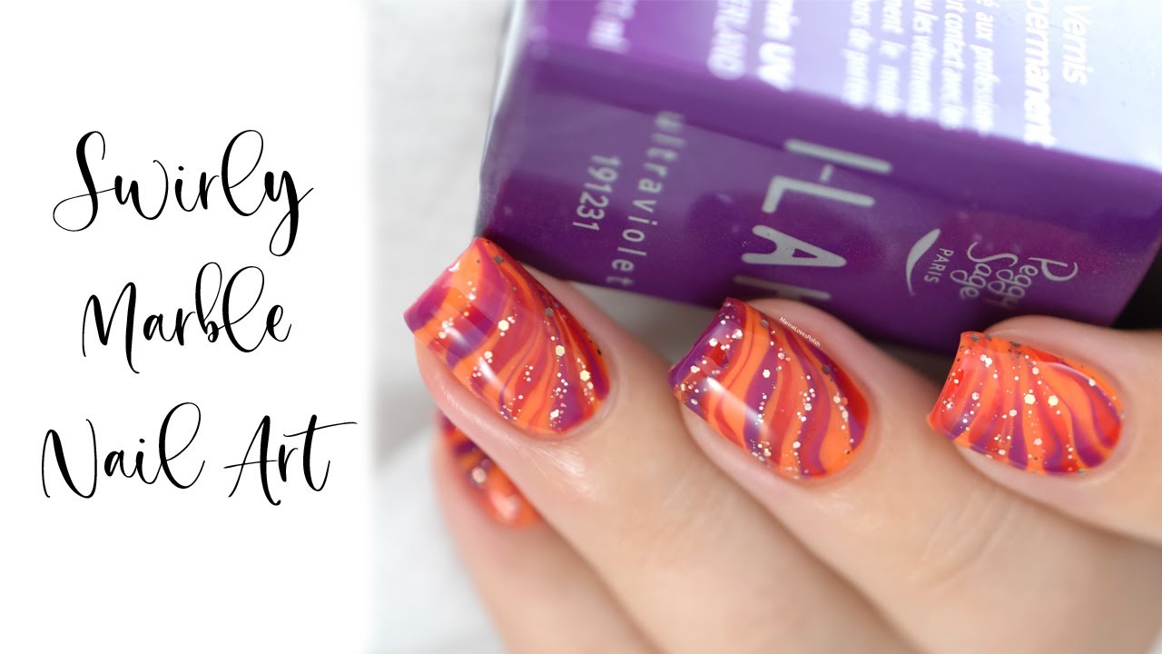 Manucure marbrée torsadée en semi-permanent - Gel swirly marble nail art || Marine Loves Polish