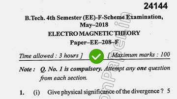 2018 Mdu BTech EE 4th Sem Electro Magnetic Theory Question Paper