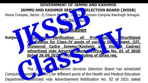 JKSSB Class-IV Important