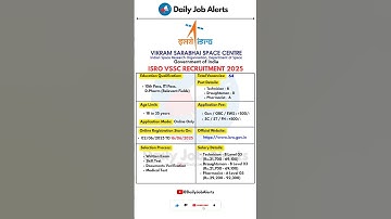 ISRO Recruitment 2025 | New Vacancy 2025 | Daily Job Alerts #shorts
