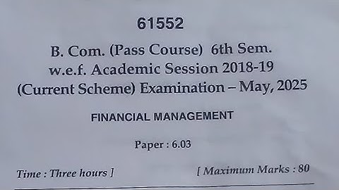 Financial Management (6th sem.  B.com) (Question Paper-2025) #exam #motivation #B.com #class