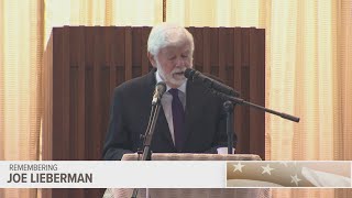 Former US Sen. Dodd speaks at funeral services for Joe Lieberman