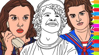 Coloring Stranger Things Eleven, Steve, Dustin, Eddie, Lucas, Mike | Stranger Things Coloring pages