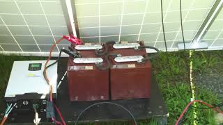 SOLAR CHARGING TEST WITH 4 TROJAN T105 6 VOLT WIRED TO 24 VOLTS  www.airone.net