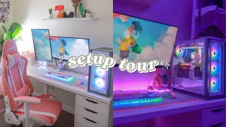 aesthetic pink & white pc setup tour screenshot 4