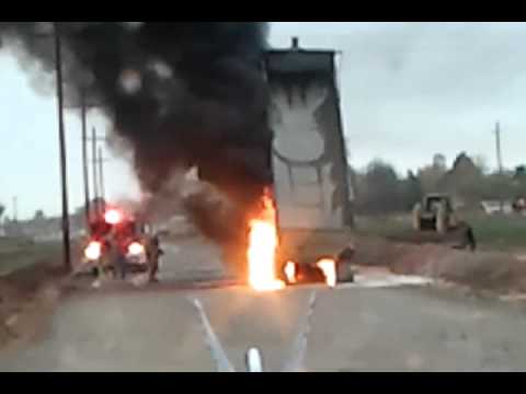 Truck caught on over head power lines YouTube