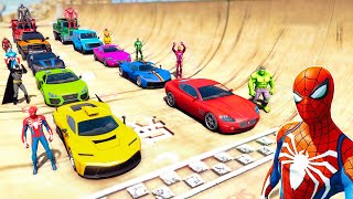 Mount Chiliad Epic challenge jump Ramp Spiderman Super Cars - GTA 5 MODS