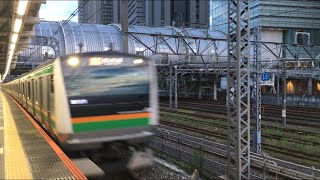 【たかさきせん】高崎線 E233系 + E231系（連結）快速 アーバン@さいたま新都心駅（通過）