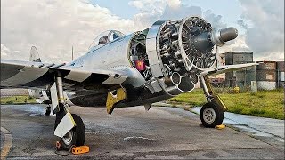 Big Old REPUBLIC P47 THUNDERBOLT AIRPLANE ENGINES Cold Start