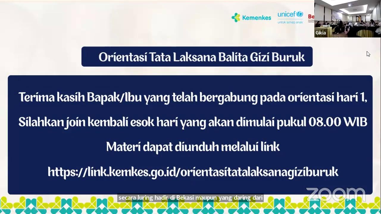Orientasi Tata Laksana Balita Gizi Buruk Hari 1