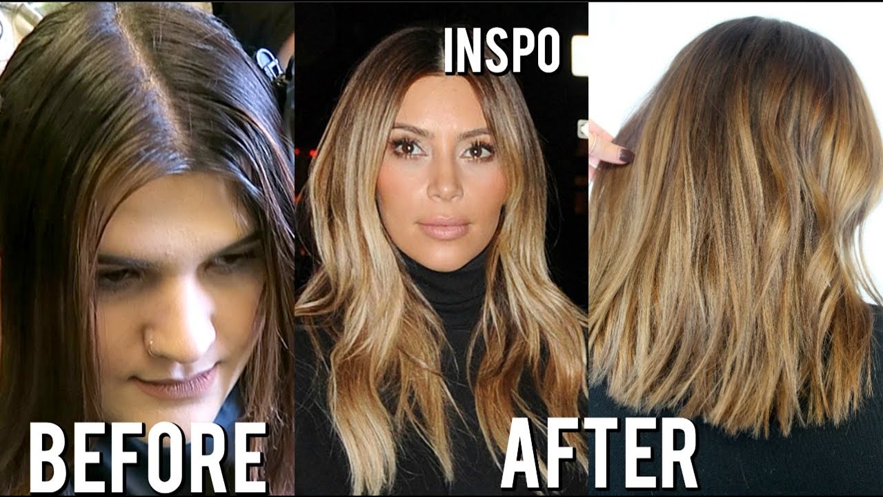 Kim Kardashian Blonde Hair Transformation Dark Brown To Honey Blonde Balayage Tutorial Salon Vlog