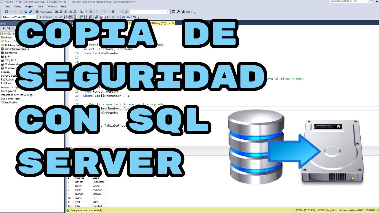 C Mo Hacer Una Copia De Seguridad Backup Y Restauraci N Rapida Con Sql Server Youtube