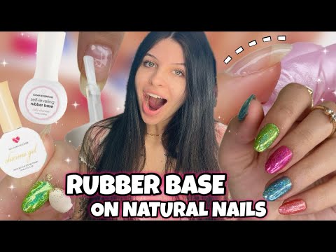 Rubber Base Gel Overlay Tutorial | Grow Your Natural Nails FAST + VIRAL Burnished Glitter Hack ✨