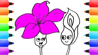 coloring easy draw flowers pages rose lily calla drawings