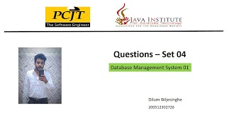 Question Set 4 | Database Management System | Java Institute