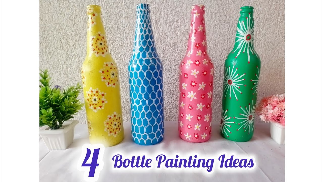 Diy Bottle Art/Simple Glass Bottle Painting Ideas - YouTube