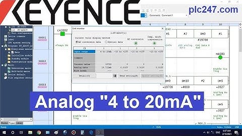 PLC Keyence Analog "4 to 20mA" Read & Scale Tutorial