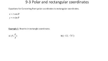 PCR 9-3 Polar and Rectangular Coordinates