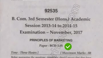 Mdu Bcom Hons 3rd Sem Principle of Marketing Question Paper #MduQuestionPaper