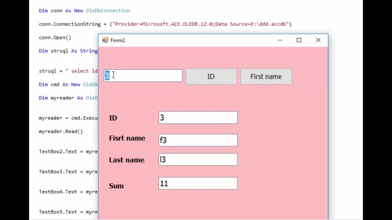 Update Visual basic.net: retrieve data from access database- in VB.net