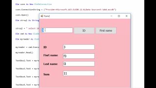 Visual basic.net: retrieve data from access database- in VB.net