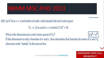 NBHM MSC PHD 2023 || Q 20 || LINEAR ALGEBRA