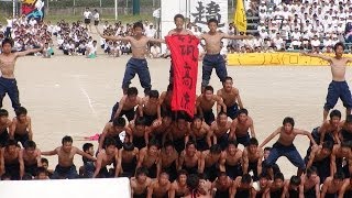 2003 筑紫丘高校大運動会 赤タンブリング（組体操） - YouTube