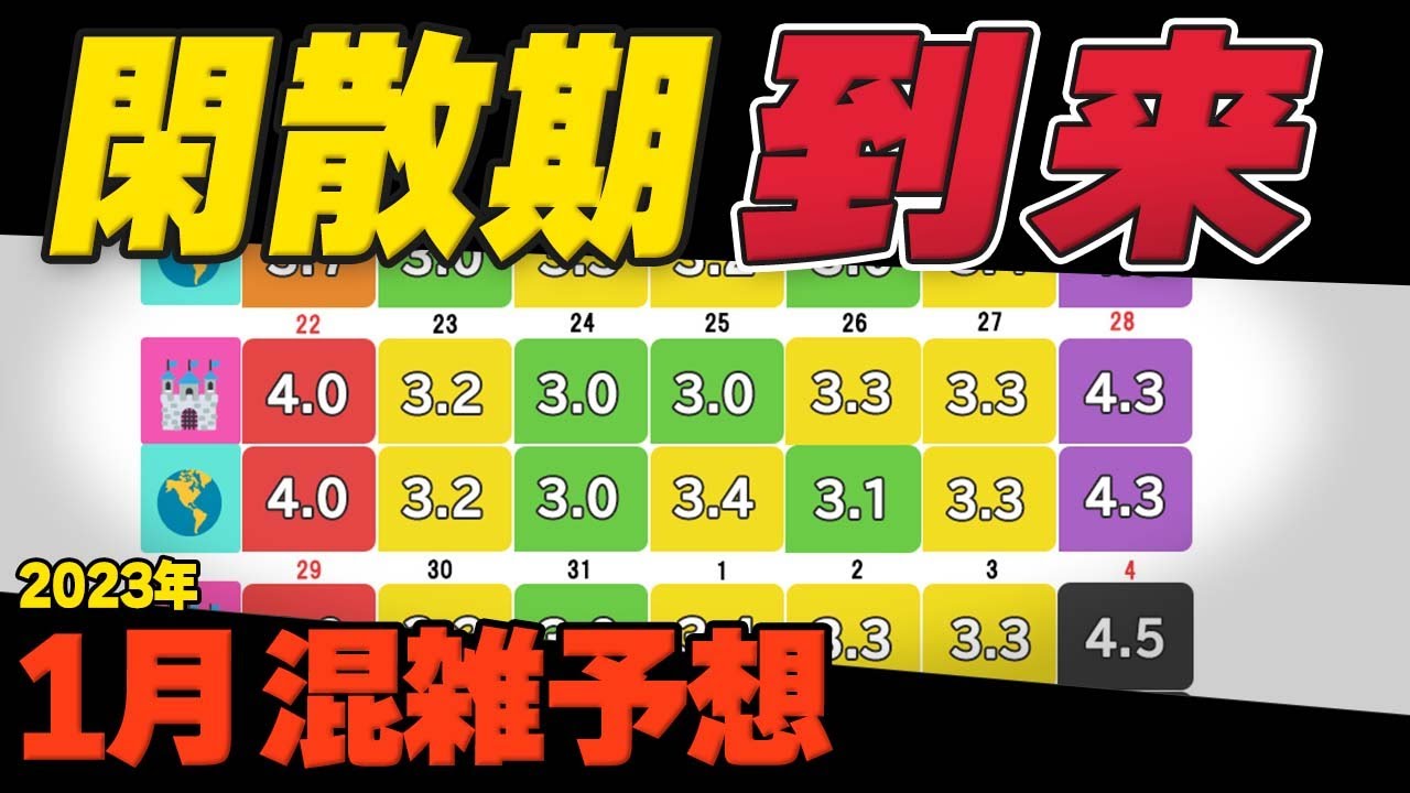 最新 23年1月ディズニーランドとディズニーシーの混雑の予想と解説 Youtube