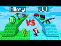Mikey emerald vs jj diamond bridge survival battle in minecraft maizen
