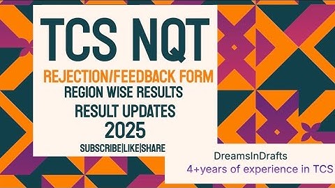 TCS NQT Results 2025 Update|Feedback Form|Rejection Updates #tcs #nqt #tcsnqt #results #corporate