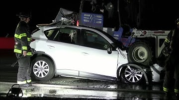 Raw Video: Scene of Fiery, Fatal Crash Between Big Rig, SUV On Highway 101 In San Jose