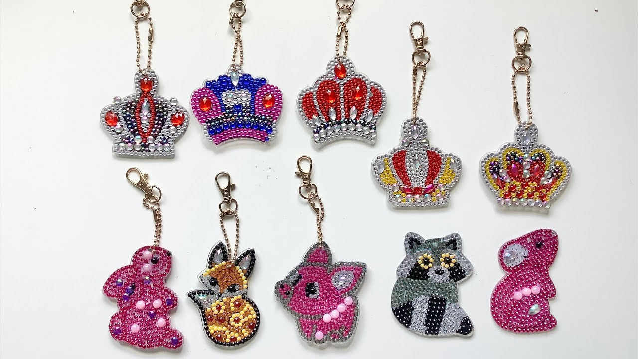 12 Pieces Christmas Diamond Key Chain Kits DIY Diamond Painting