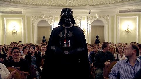 Star Wars and Darth Vader in Conservatory listening to the Imperial March