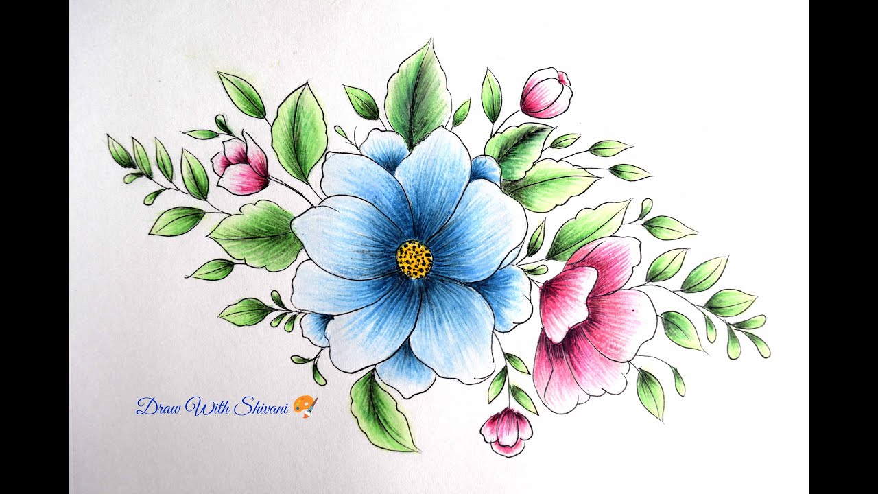 Flower Shading Card/ Color Pencil Flowers Drawing YouTube