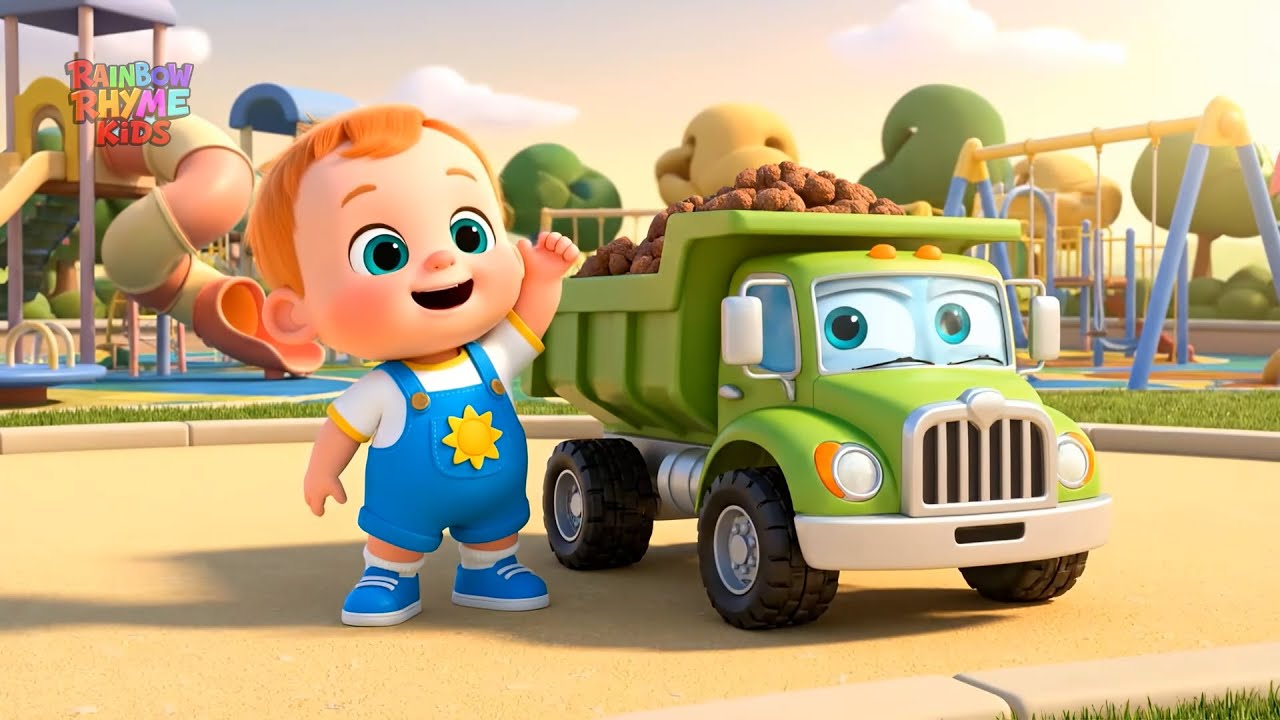 🚜 Construction Truck Song & Playground Fun! | 3D Nursery Rhymes for Kids