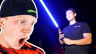 HE BOUGHT A REAL LIGHTSABER