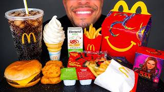 ASMR MCDONALD’S ICE CREAM CONE CHEESY CHEESEBURGERS CHICKEN NUGGETS FRENCH FRIES *BIG BITES*