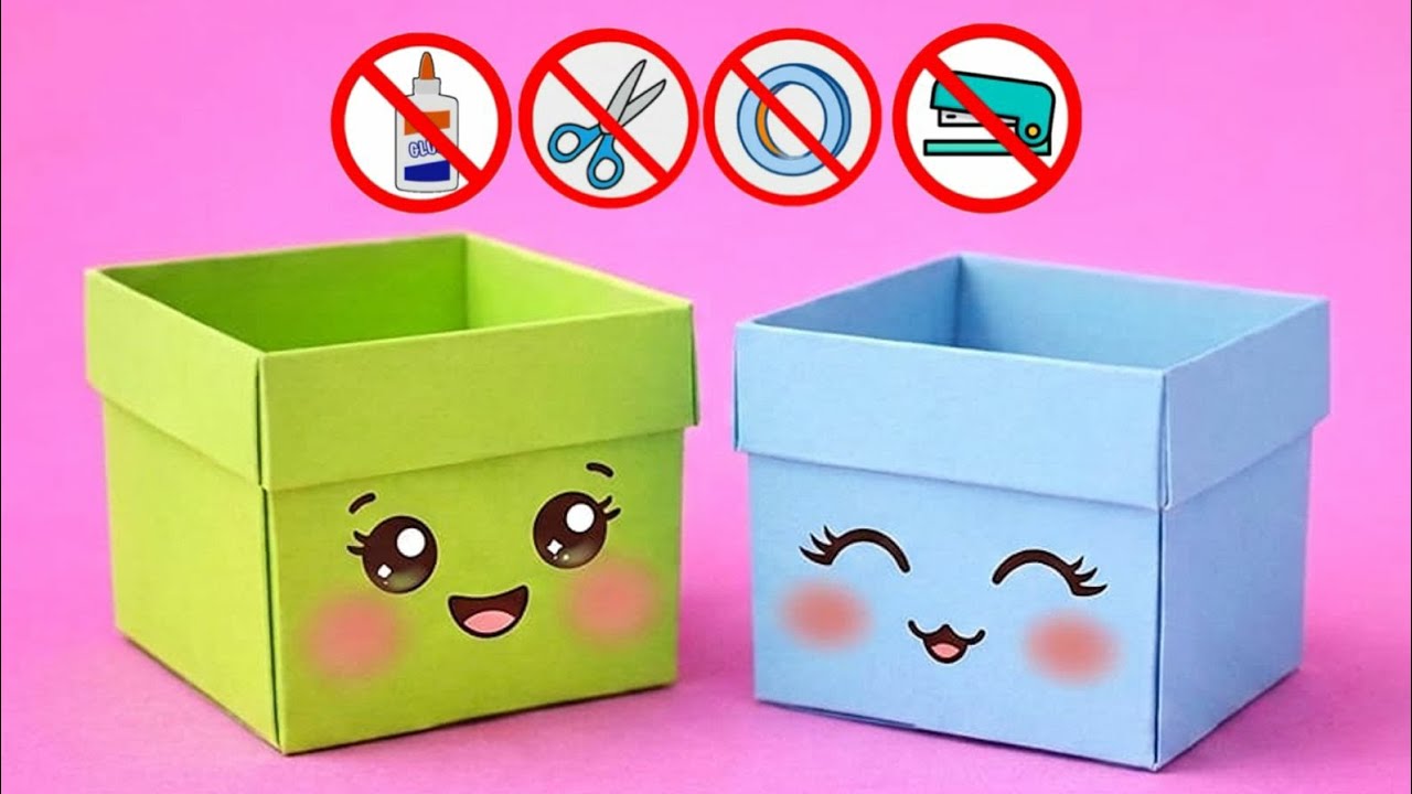 DIY Cute Paper Storage Box |No Glue, No Scissors |Cute Organizer