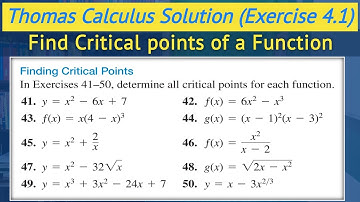 Critical point calculus urdu hindi | Thomas calculus exercise 4.1 Q41 to Q50 || Lec 8