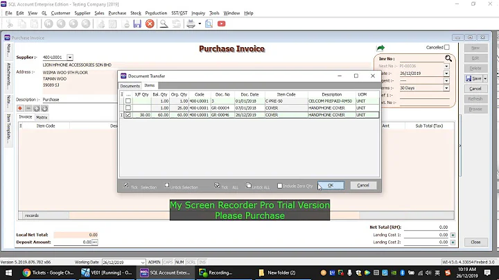 5.4 Purchase Invoice in SQL Accounting System