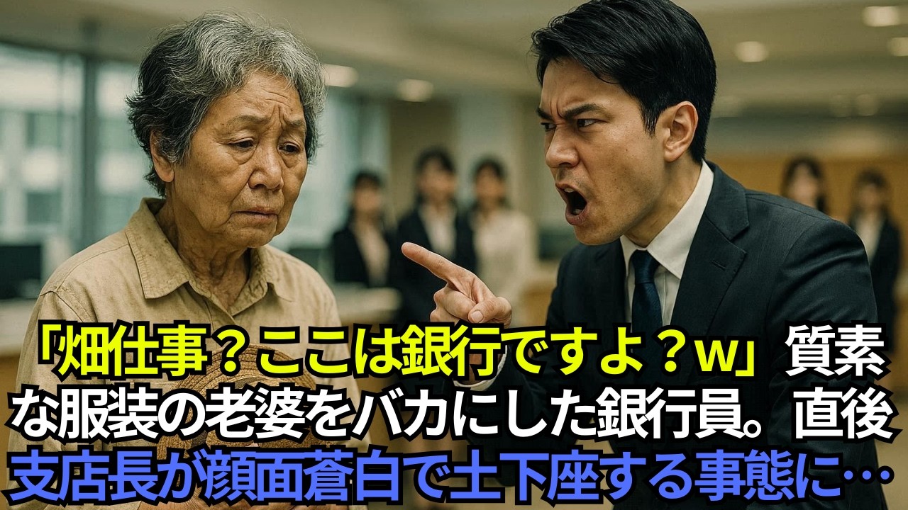 【感動朗読】「畑仕事ですか？ここは銀行ですよ？w」質素な服装の老婆をバカにしたエリート銀行員。直後、支店長が顔面蒼白で土下座する事態に