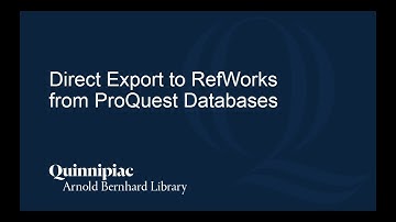 Using RefWorks with ProQuest