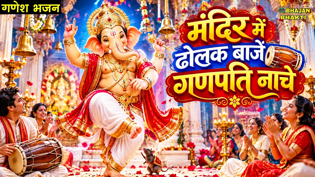 गणेश भजन | मंदिर में ढोलक बाजे गणपति नाचे | Mandir Mein Dholak Baje Ganpati Nache | Ganpati Song