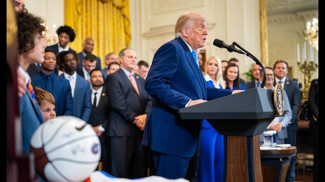 President Trump Welcomes the 2025 Men's NCAA Basketball Champions, The University of Florida Gators - YouTube