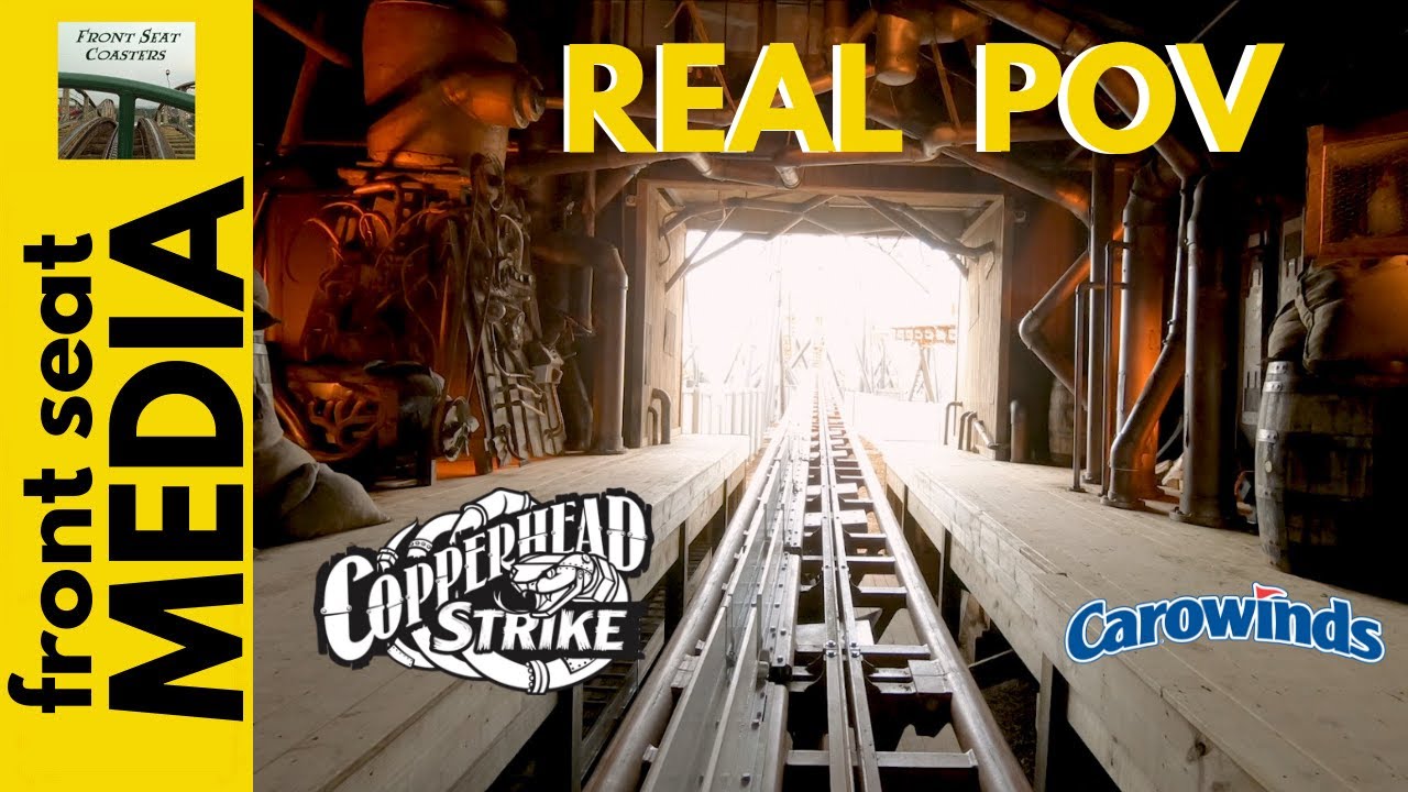 Copperhead Strike POV HD On-Ride Carowinds NEW Roller Coaster 2019 with Barn Effects - Front Seat rollercoaster bleachers