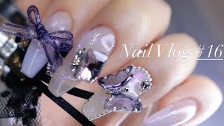 【Nail Vlog#16】自爪も春を感じたいﾖﾅ❗️大物ﾊﾟｰﾂを乗せてネイルチェンジしたよ🎀🦋/セルフネイル/フレンチネイル