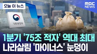 [오늘 이 뉴스] 1분기 '75조 적자' 역대 최대..나라살림 '마이너스' 눈덩이 (2024.05.09/MBC뉴스)