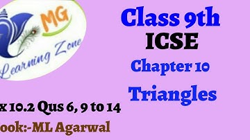 Class 9th ICSE Math Ch 10 Triangles Ex 10.2 Qus 6, 9 to 14